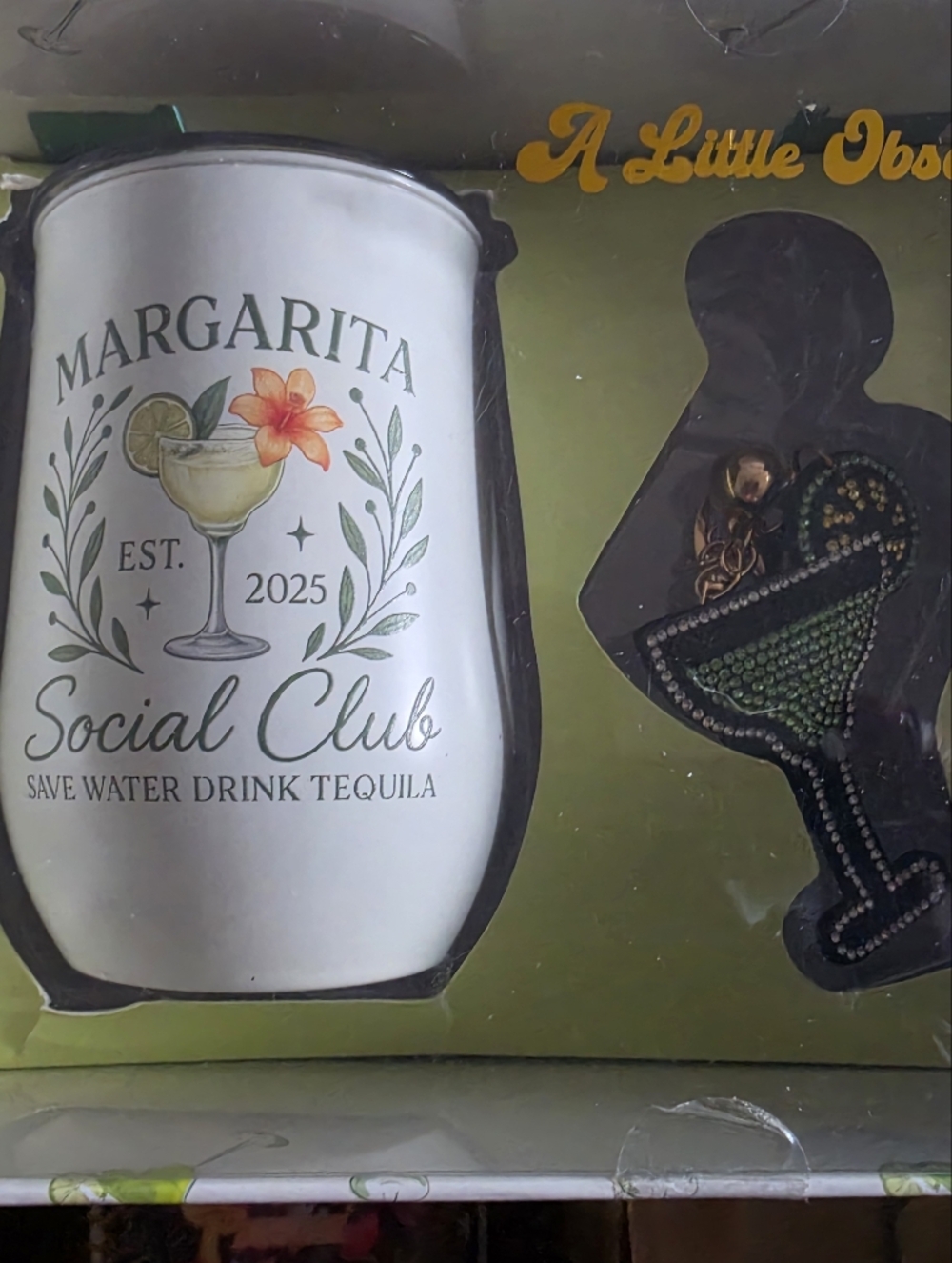 Margarita Social Club Insulated Tumbler & Charm Set — White & Green